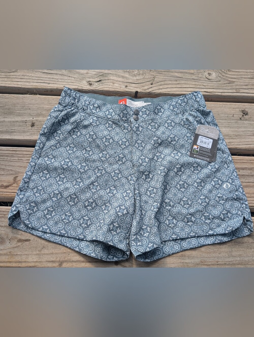 The American Outdoorsman Women’s Athletic Shorts Dusty Turquoise Geometric UPF30